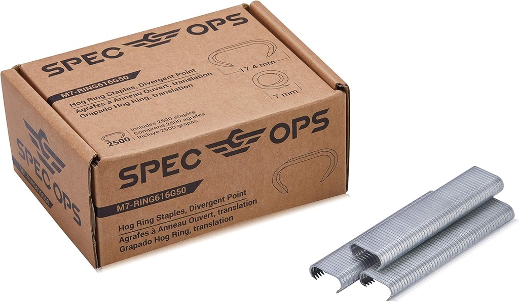 Spec Ops - M7-RING616G50 Tools 16 Gauge 11/16" Hog Rings, Divergent Point, 2,500 Pack, 3% Donated to Veterans Silver