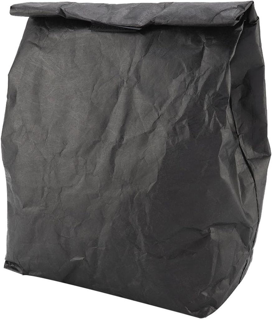 2PCS Insulated Lunch Bag, Retro Lunch Sacks Reusable Paper Bag Insulated Brown Paper Lunch Picnic Bags for Office, Picnics, Hiking, 31 * 30cm/12.2 * 11.81inch(Black)