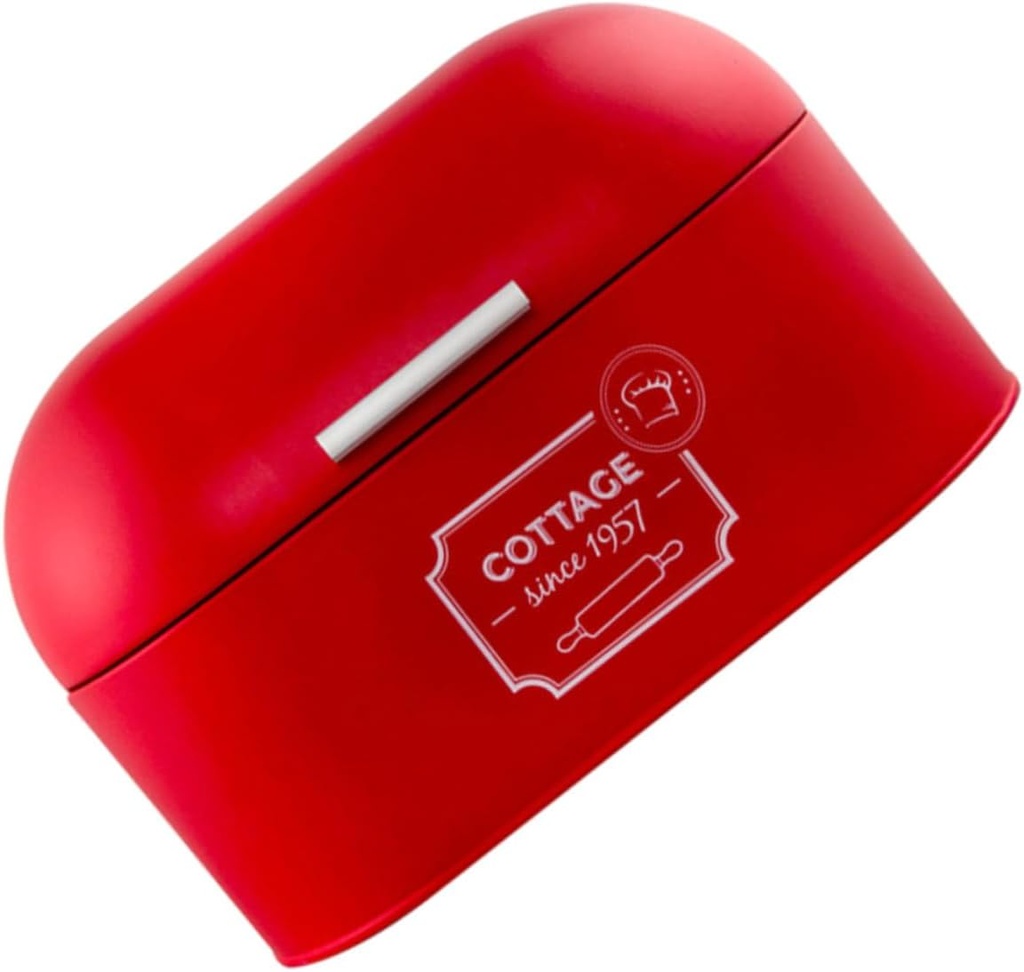 European Extra Large Metal Bread Box for Kitchen Counter Food Storage Container with Smooth Surface Portable Bread Bin for Travel Picnic and Home Organization Red Finish