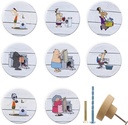 8 Pack Wooden Cabinet Knob 1-4/5inch Round Unique Fun Laundry Drawer Handles Room Knobs and Pulls
