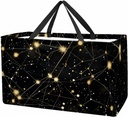 Reusable Grocery Bag Heavy Duty Shopping Tote Bag Foldable with Reinforced Handle, Galaxy Space Constellations