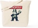 CafePress Mr. Monopoly Cash Stacks Reusable Natural Beige Canvas Shopping Bag