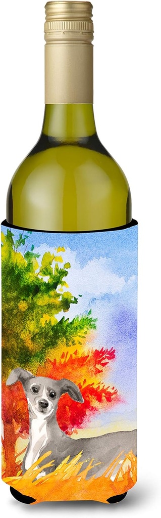 Caroline's Treasures CK1939LITERK Fall Italian Greyhound Wine Bottle Hugger Bottle Cooler Sleeve Hugger Machine Washable Collapsible Insulator Beverage Insulated Holder
