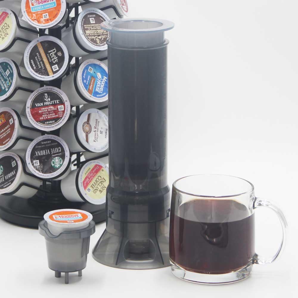Portable Travel Coffee Maker Press, Camping Coffee Press, Travel K Cup Coffee Maker - Instantly Makes Delicious Coffee, Compatible with K Cups and Ground Coffee, 4~12 OZ One Shot