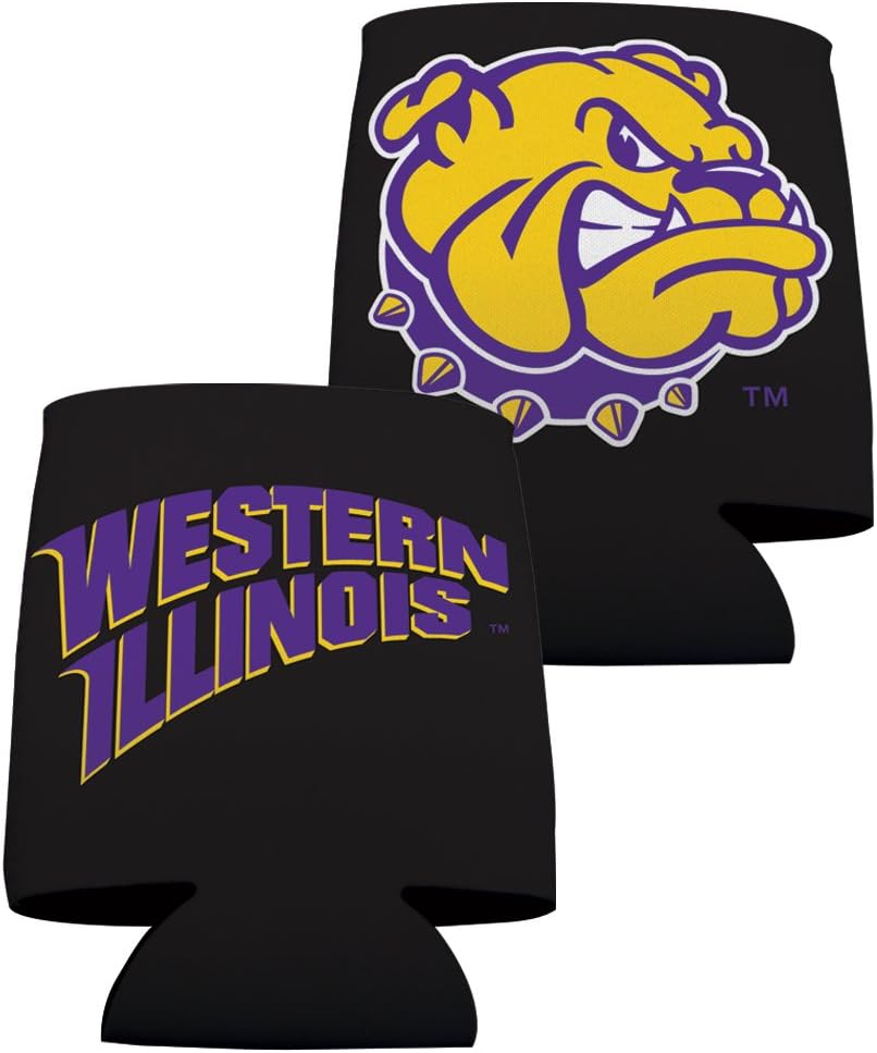 VictoryStore Can and Beverage Coolers - Western Illinois University, Black Design 2, Set of 12