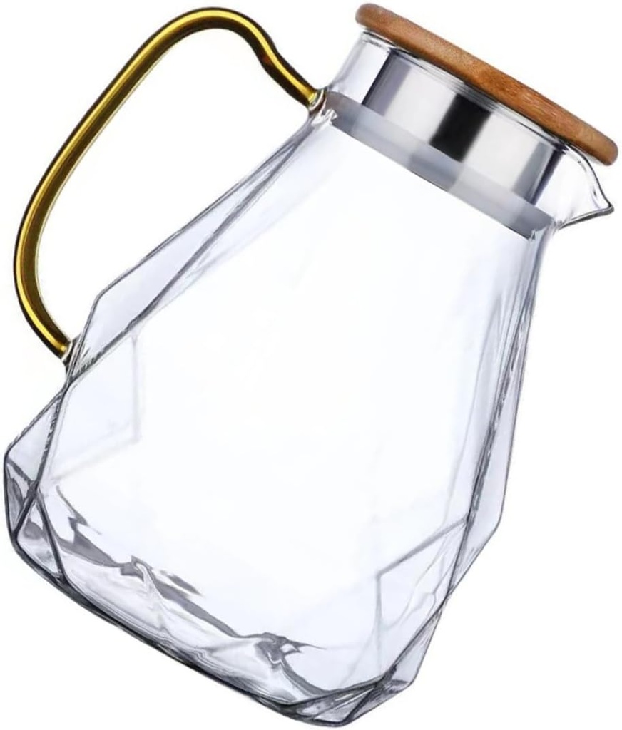 Mobestech 1pc Glass Pitcher Lid Storage Jug for Tea Iced Beverages and Fruit Infused Water Elegant Design for Parties and Daily Use