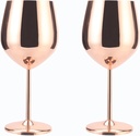 Goblet Party Glasses Stainless Steel Champagne Flutes Electroplating Process Champagne Glasses 18oz Cocktail Glasses for Wedding Party Wine Tasting Daily Use(2Pcs/Rose Gold)
