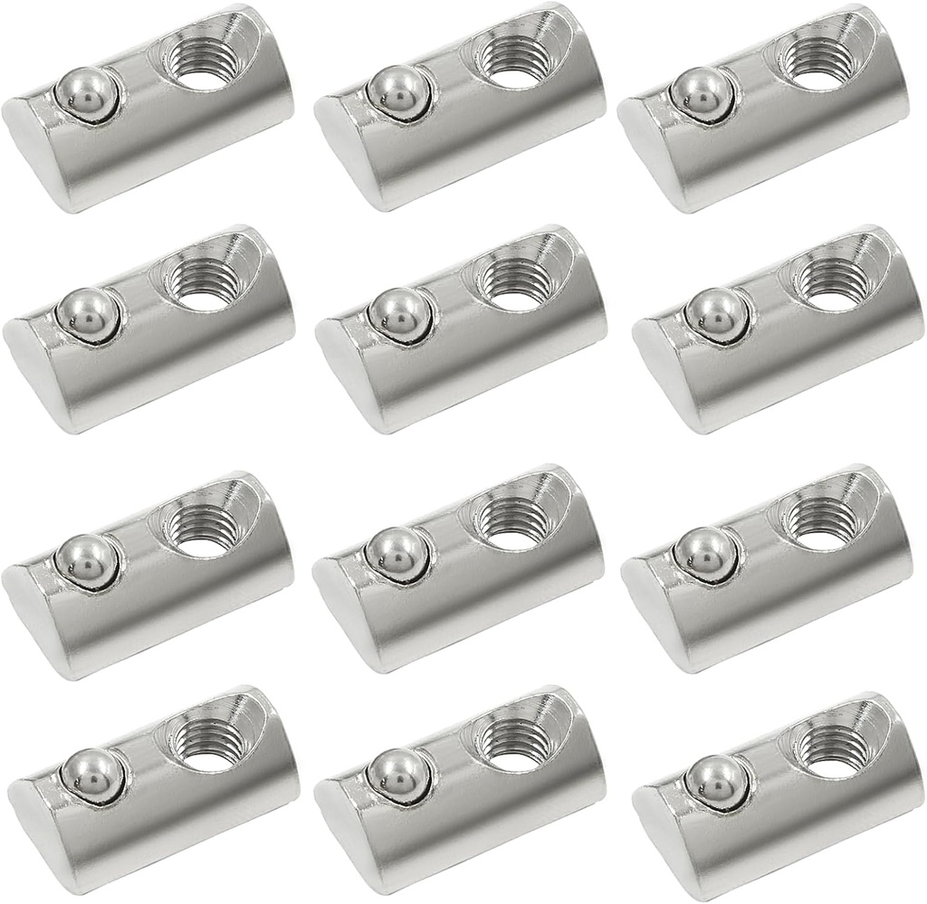 30 Pcs 3030 Series M6 Half Round Roll in Spring T Nuts, Carbon Steel Roll Ball Elastic Nuts for European Standard 30 Series 8mm T-Slot Aluminum Extrusion Profile