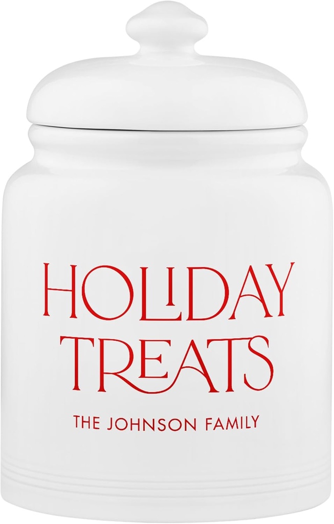 Let's Make Memories Personalized Cookie Jar - For Bakers - Kitchenware - Ceramic - Airtight Lid - Holiday Treats - Christmas Cookie Storage