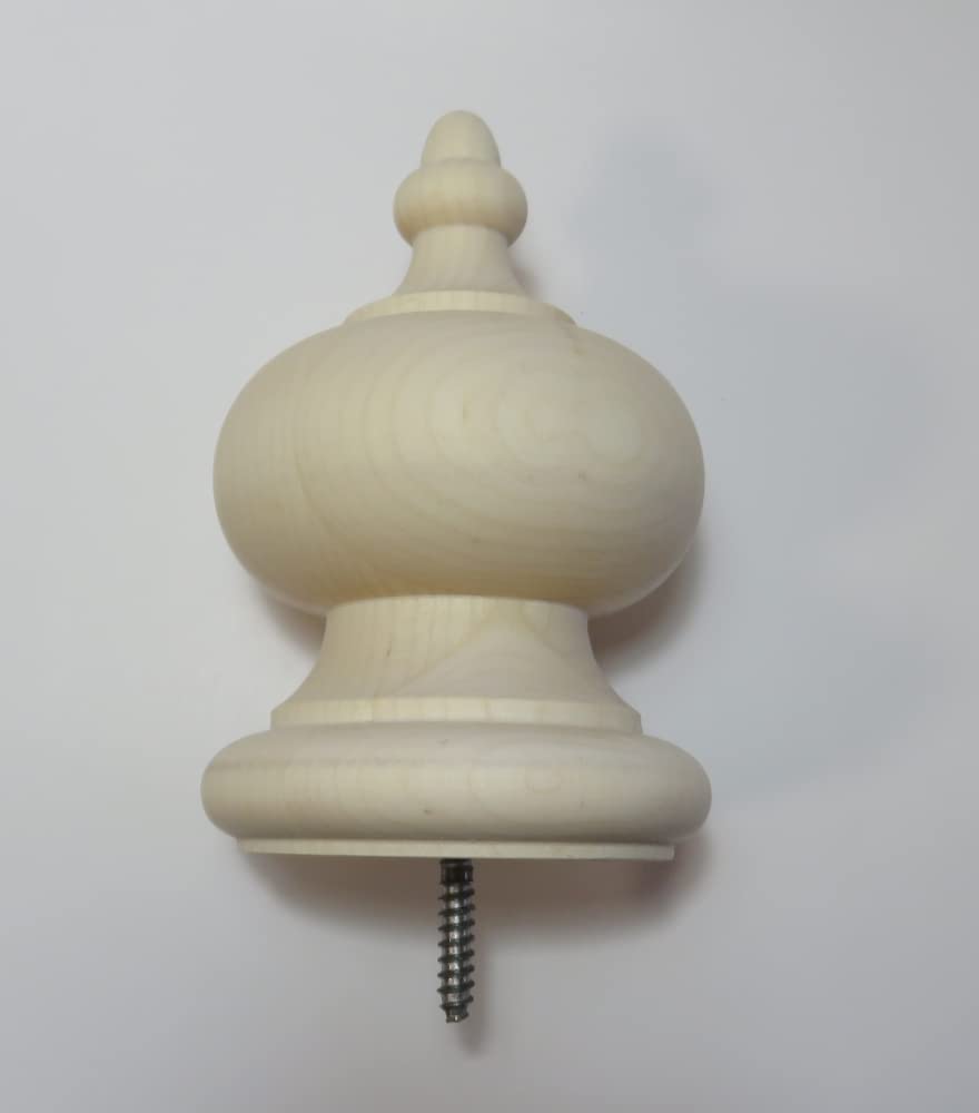 Wood Finial. Newel Stair Post. Bed. 5.5 x 3.5 x 2 15/16 Oak, Maple Cherry Mahogany Walnut #64 (Hard Maple)
