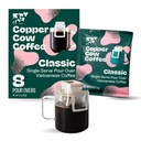 Copper Cow Coffee Premium Pour Over Single-Serve Vietnamese Coffee Pouches (8 pack) | Classic Black | Dark Roast | Convenient Vietnamese Ground Coffee Packets, Travel Friendly