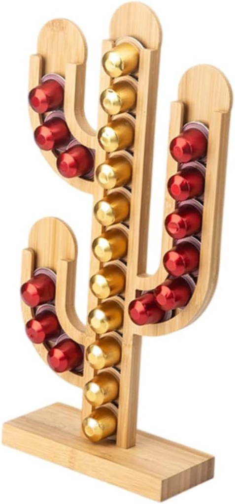 Bamboo Cactus Storage Rack Coffee Accessories Holder for Capsule Organizer Counter Pod Stand Bar Accessory