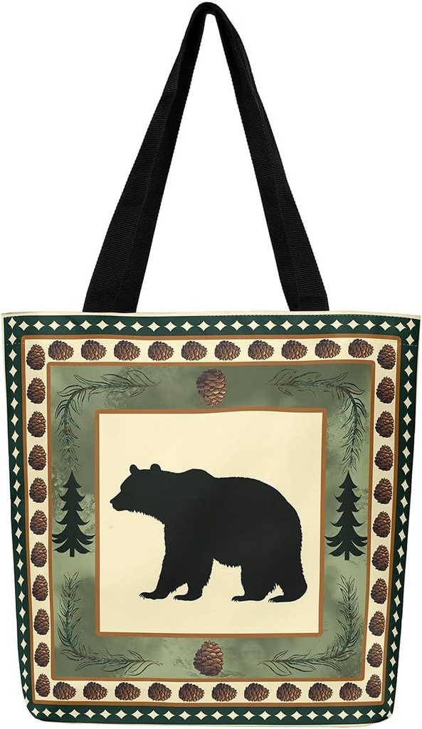 Feelyou Deer Canvas Tote Bags Moose Lodge Large Capacity Shoulder Handbags