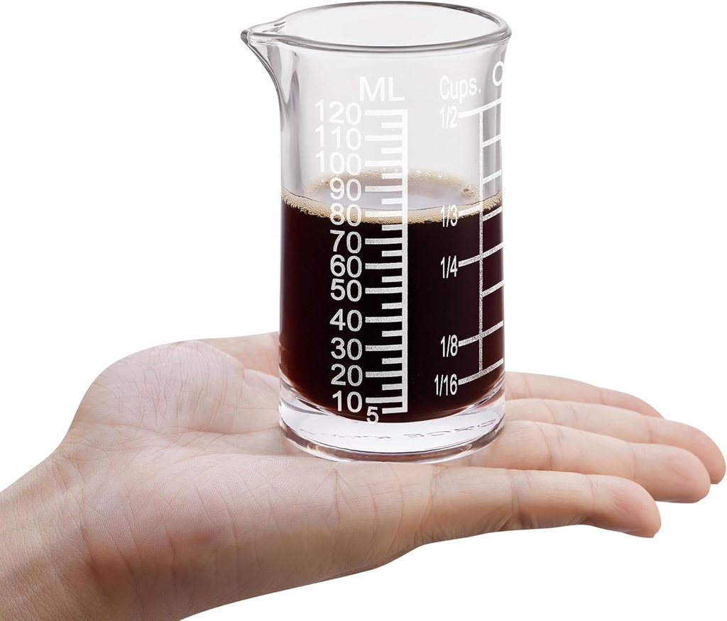 Ackers 4oz Etching Scale Glass Measuring Cup – Shot Glass with Ounce,Ml,Cups Markings for Kitchen & Bar