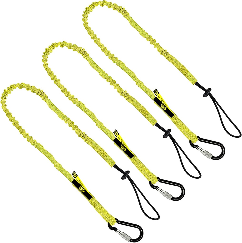 3 Foot Safety Tool Lanyard, Tough Scaffold Hard Hat Lanyard with Carabiner, Adjustable Loop End, Ultra-Durable, Premium Quality Materials Ideal for Scaffold, Tools, Construction 3PK Yellow (0923YS)