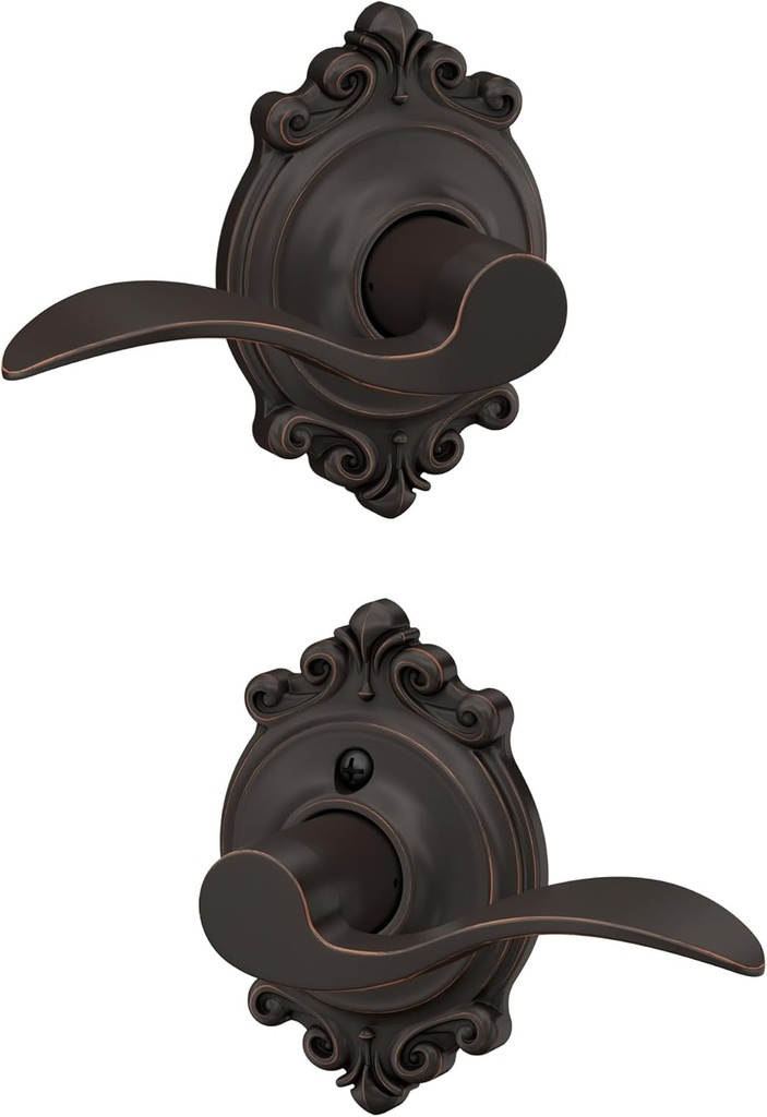 SCHLAGE Brookshire Trim with Accent Hall and Closet Lever, Aged Bronze (F10 ACC 716 BRK)