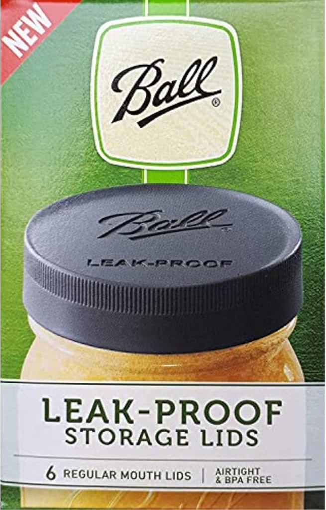 Ball Mason Jar Leak-Proof Lids, Regular Mouth, 6-Count
