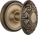 Nostalgic Warehouse Classic Rosette with Victorian Door Knob, Privacy - 2.375", Antique Brass