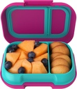 Bentgo Kids Snack - 2 Compartment Leak-Proof Bento Box Container for Snacks and Small Meals, Easy-Open Latch, Dishwasher Safe, BPA-Free for School, Daycare, & Sports - Ideal for Ages 3+ (Fuchsia/Teal)