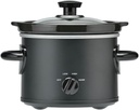 2 QT Slow Cooker, Matte Black Finish, Removeable Stoneware Pot,