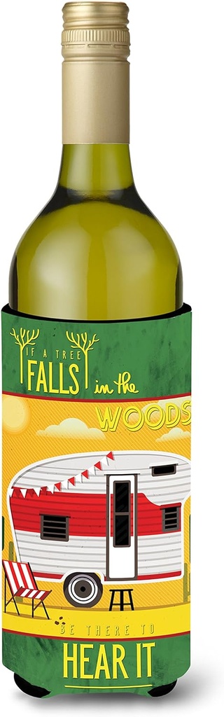 Caroline's Treasures BB5483LITERK Be in The Woods Retro Camper Desert Wine Bottle Hugger Bottle Cooler Sleeve Hugger Machine Washable Collapsible Insulator Beverage Insulated Holder