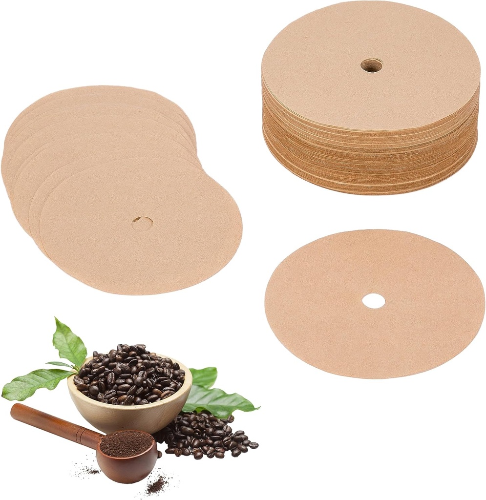 200PCS Unbleached Percolator Coffee Filters, 3.75 Inch Disposable Coffee Paper Filter with hole, Disc Coffee Filters for Bozeman Percolator