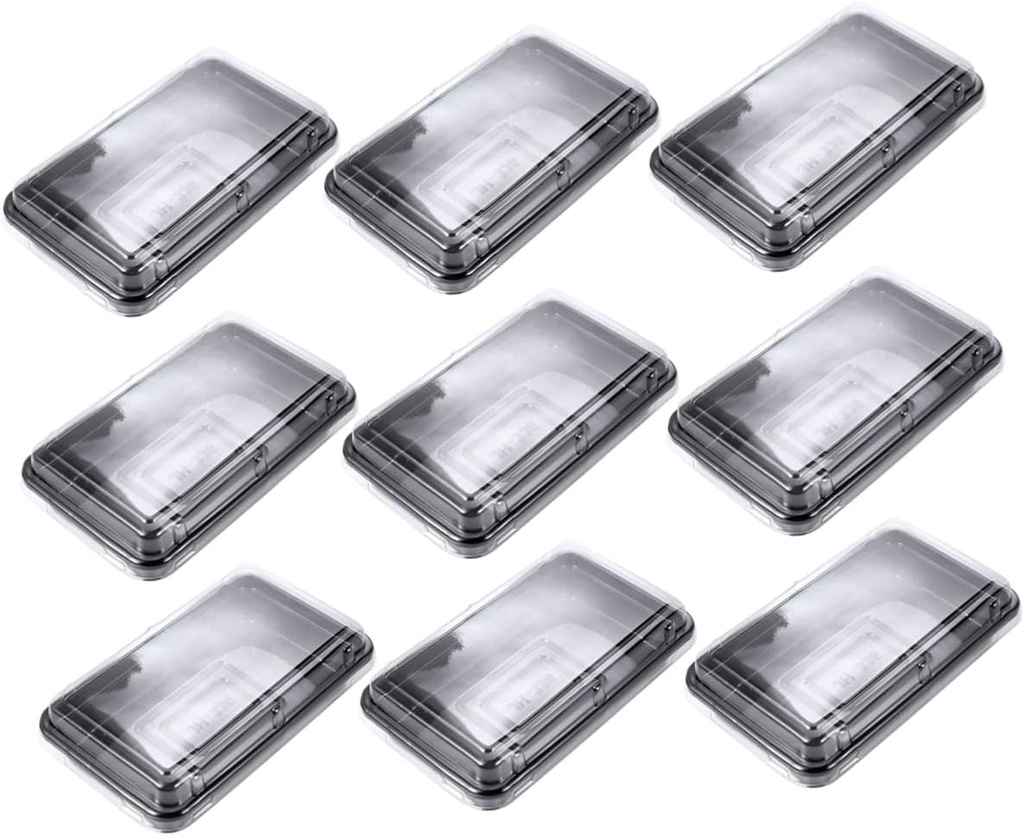 OUNONA 50pcs Plastic Rectangular Disposable Cake Packing Box for Desserts Party Displays and Fresh Food Storage Elegant Design Transparent Cover for Easy Viewing