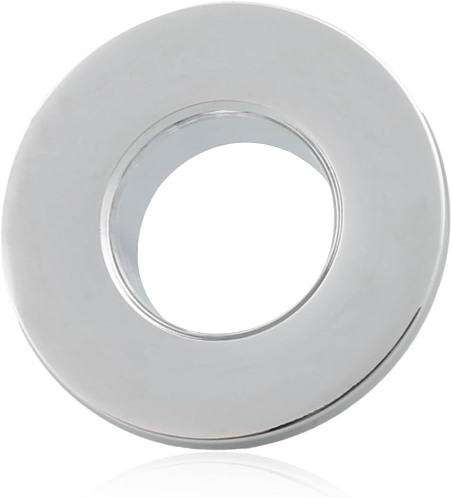 Basin Sink Overflow Cover, GLADFRESIT Copper Insert Hole Trim Cap Ring Replacement Bathroom Kitchen Sink Decoration (Silver)