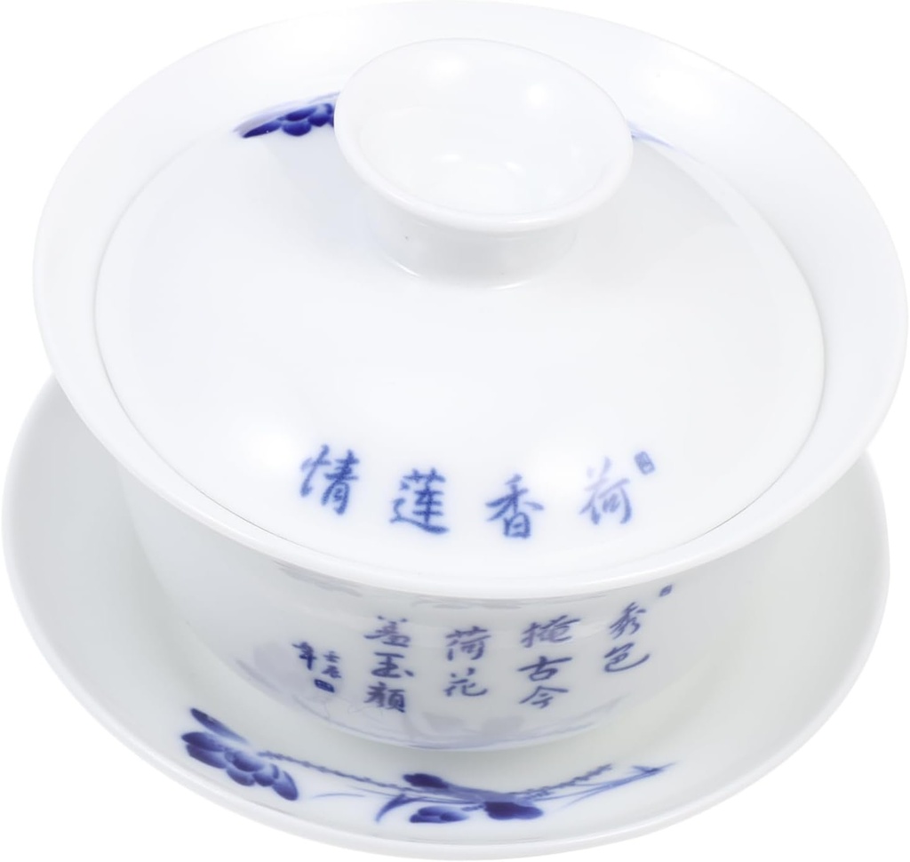 Traditional Kongfu Tea Cup1 Set Tureen Tea Cup Porcelain Tea Bowl Espresso Cups with Saucer Chinese Sake Tea Cup Gongfu Tea Cup Tea Cup with Saucer Lid Chinese Tea Mug wi