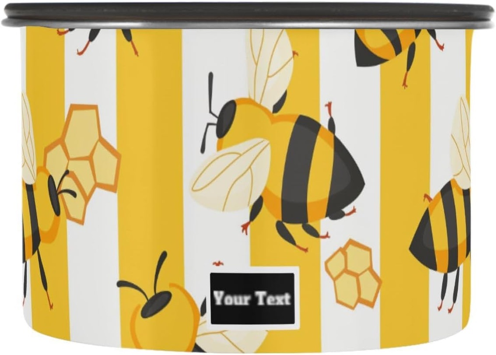 ALAZA Bee Honeycomb Stripe Airtight Coffee Bean Canister Customed 17oz Food Storage Containers with Lids For Gournd, Tea, Sugar, Flour, Rice, Cereal, Candy Cookie Jar