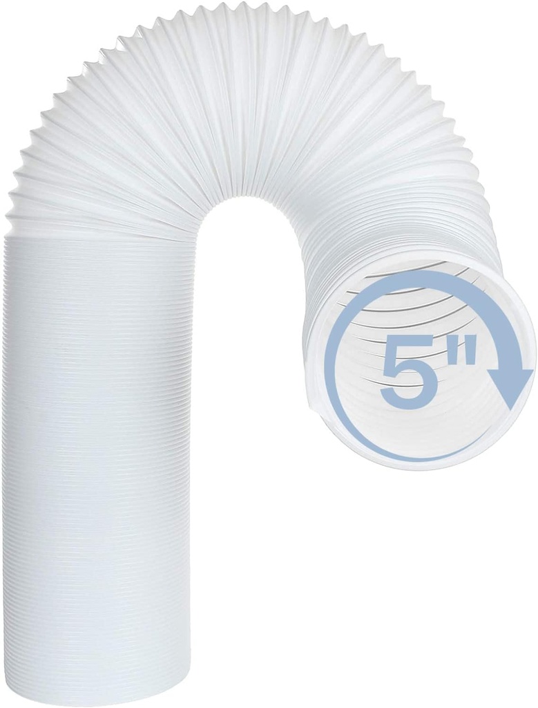 Portable Air Conditioner Universal Exhaust Hose 5 Inch Diameter 59" Long Clockwise Thread Room Airconditioner AC Vent Replacement Tube