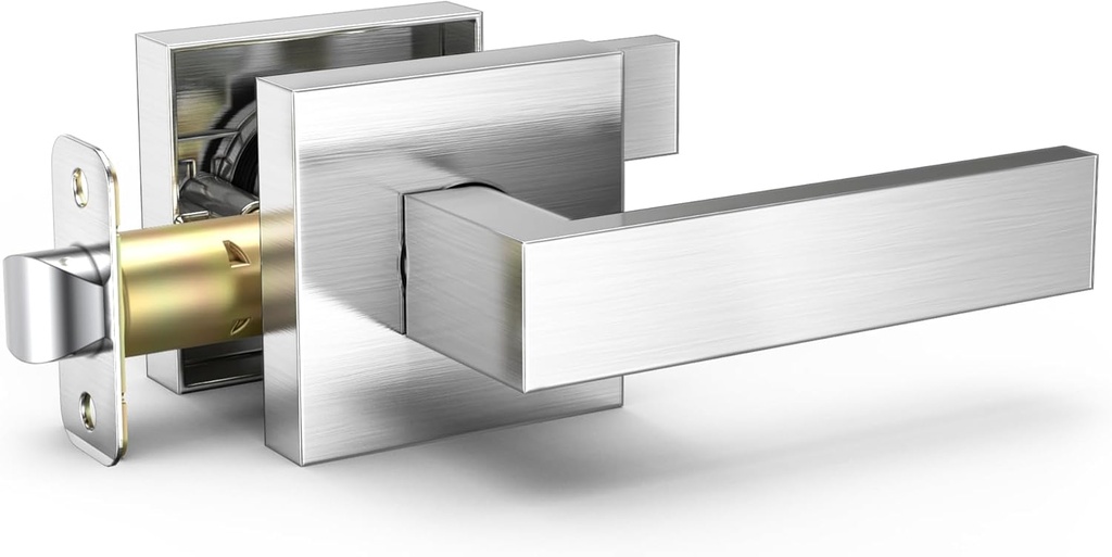 Jokiro Square Door Lever Handle for Smart Deadbolt, Privacy Lever Door Handle, Heavy Duty Locking Lever Set, Reversible for Right & Left & Sided Doors, Bedroom or Bathroom - Satin Nickle Finish