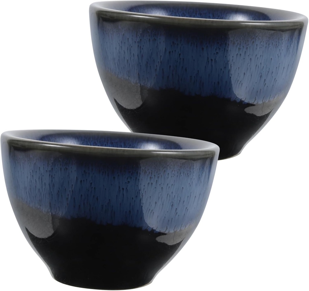 Zerodeko 2pcs Japanese Ceramic Sake Cups Set Blue Glazed Serving Tea Cups for Sake and Wine Enjoyment Izakaya Home Gatherings
