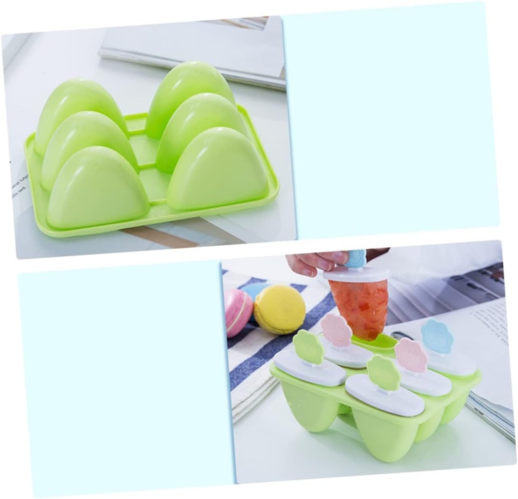 2 Pack Diy Ice Cream Molds Lids 6 Grids Popsicle Maker Smile Face Ice Cream and Popsicle Tool Set Pink Green Food Grade Pp Material