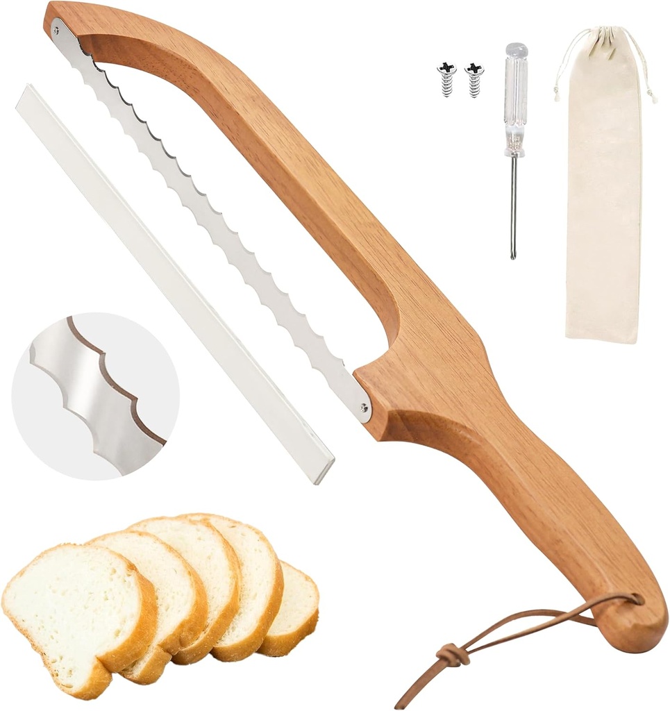 AFSANA Bread Knife for Homemade Bread For Right and Left Hand with 16" – Sourdough Bread Slicer, Bread Bow Knife for Baguettes, Bread Slicer Sourdough Cutter for Bagels and More