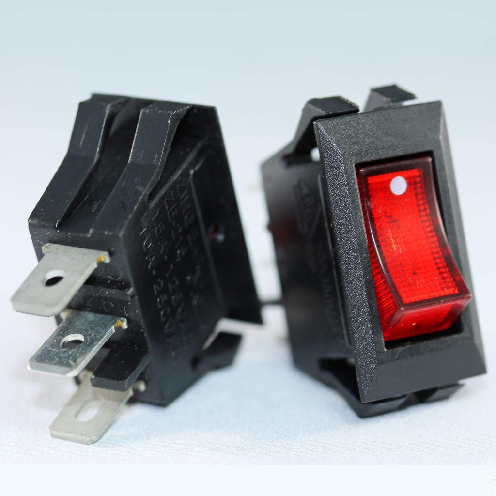 ZE-215 Illuminated Red Rocker Switch 120 volts 15 amps for Heater (Pack of 2)