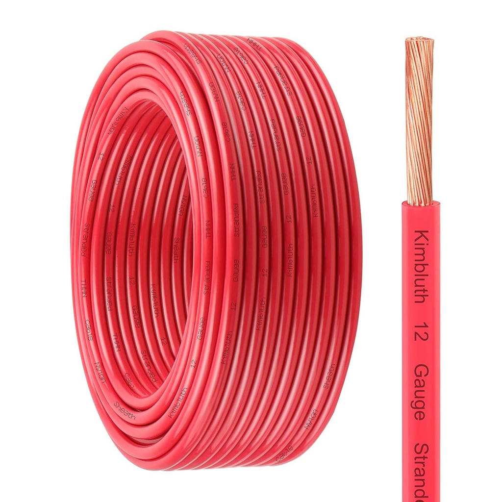 THHN Wire 12 Gauge 150 FT Stranded Copper Wire, 12 AWG Copper Wire Rated up to 600V Building Wire Nylon Jacket for Residential, CNC, Ground, Industrial (12 Gauge, Red)