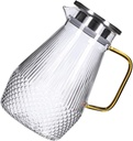 Zerodeko Glass Water Pitcher with Lid for Cold Beverages Juice and Iced Tea Elegant Diamond Pattern Design for Home Parties