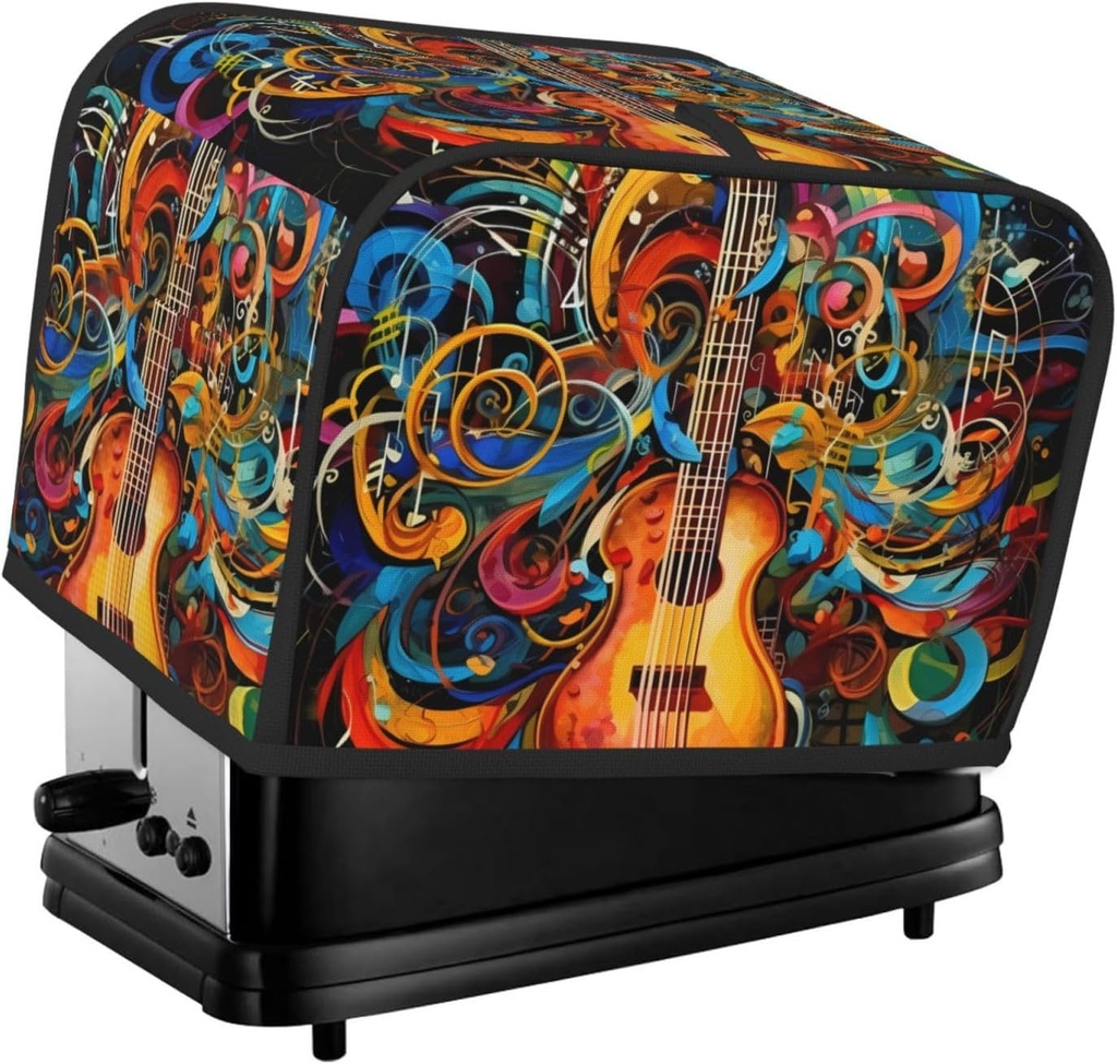 Music Series 2 Slice Toaster Covers Dustproof Splash-Proof Bread Machine Cover Fingerprint Protectors Small Washable Kitchen Appliance Cover Universal Size