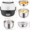 Mini Electric Lunch Box- 110V 200W Removable Stainless Steel Food Heating Food Warmer - with Bowl, Plate, Measuring Cup, 1.0(Black