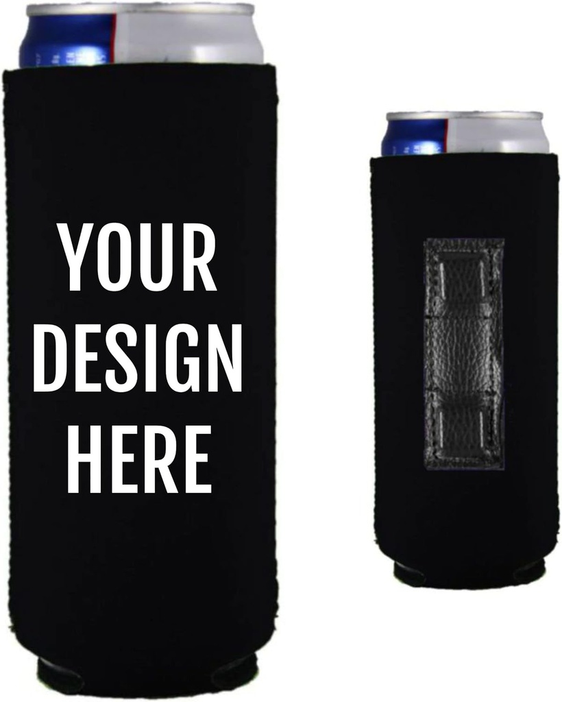 Custom Print Magnetic Slim Can Cooler - Choose Color and Quantity - Personalize with Your Design - Text, Logo, Photo