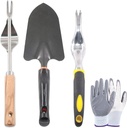 Swpeet 5Pcs Manual Weeders Puller Tool Kit, Weed Puller Tool Garden Handle Weeder Removal Tool Garden Trowel with Ergonomic Handle Weeding Tool with Protective Gloves for Garden Lawn
