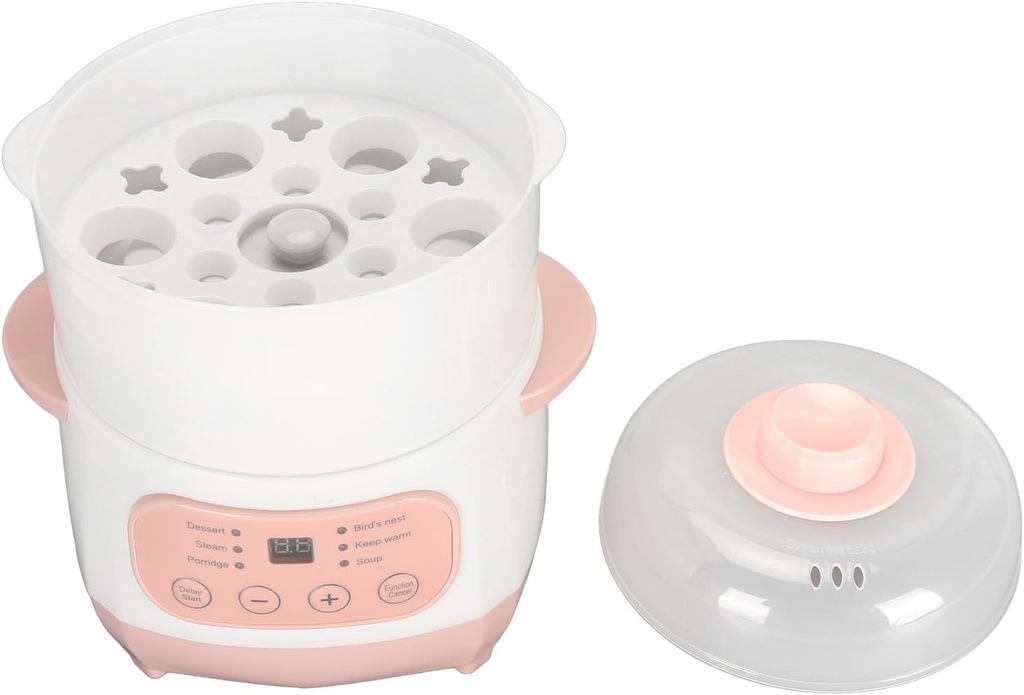 Atyhao 1L Electric Stew Pot, Prevent Dry Burning, Time Appointment with 24H Reservation, Ceramic Soup Pot for Home Kitchen (01)