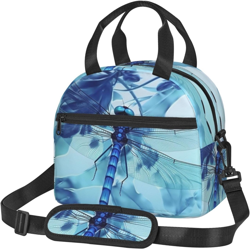 Art Blue Dragonfly print Lunch Bag Reusable Insulated Lunch Boxes Cooler Tote Bags For Work Office Picnic Travel