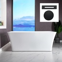 WOODBRIDGE 59" Freestanding White Acylic Soaking Bathtub with Matte Black Drain and Overflow,BTS1509-MB-Drain&O