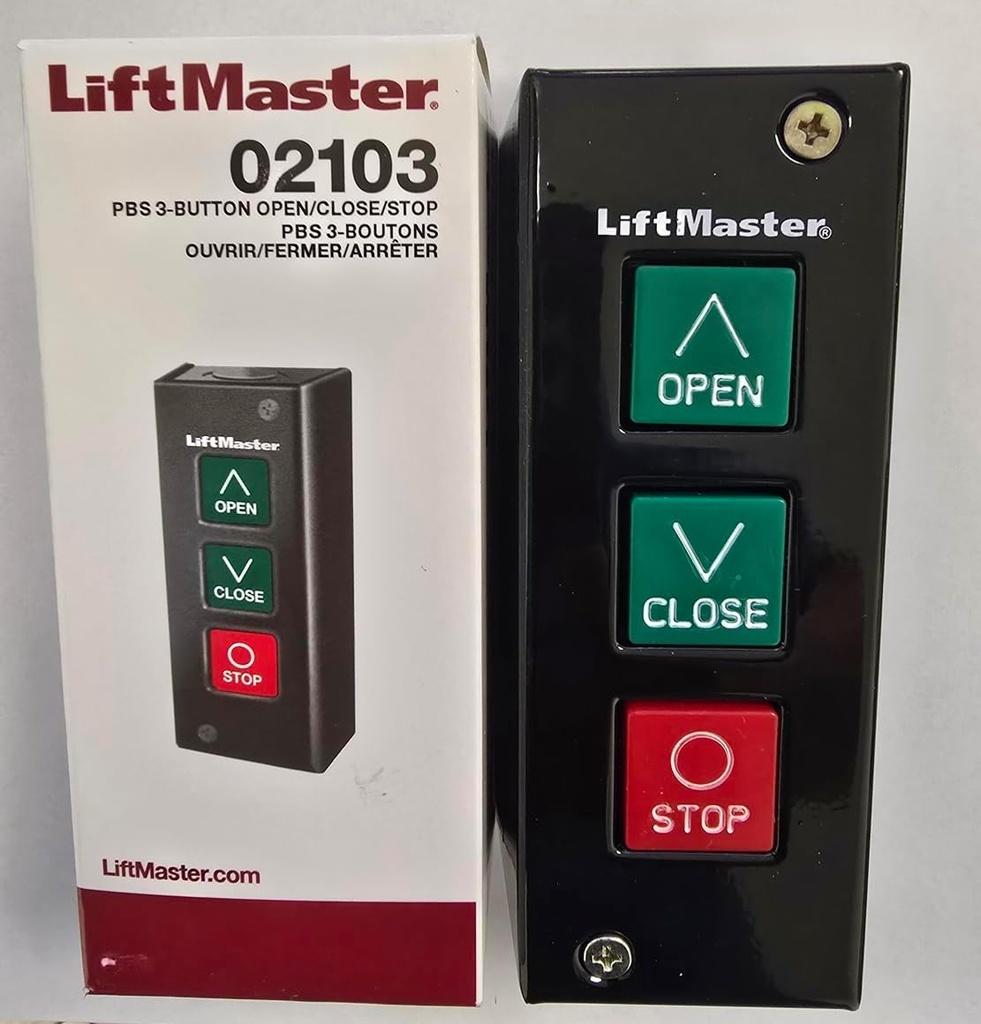 Liftmaster 02103/02-103 - 3-Button Indoor Surface Mount Station Open Close Stop - for Commercial Overhead Openers - NO Light