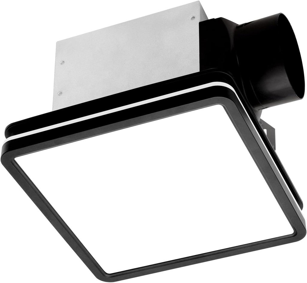 Akicon Bathroom Exhaust Fan, 80CFM 2.0 Sones Powerful Vent Fan with Light, 3CCT LED Light & Nightlight, UL/HVI Certified, for Bathroom, Home, Square, Black