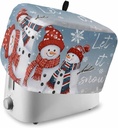 Christmas Snowman 2 Slice Toaster Cover, Blue Winter Snowflake Ombre Xmas Small Appliance Cover Toaster Dustproof Fingerprint Protectors Machine Washable, Small Size Bread Machine Cover