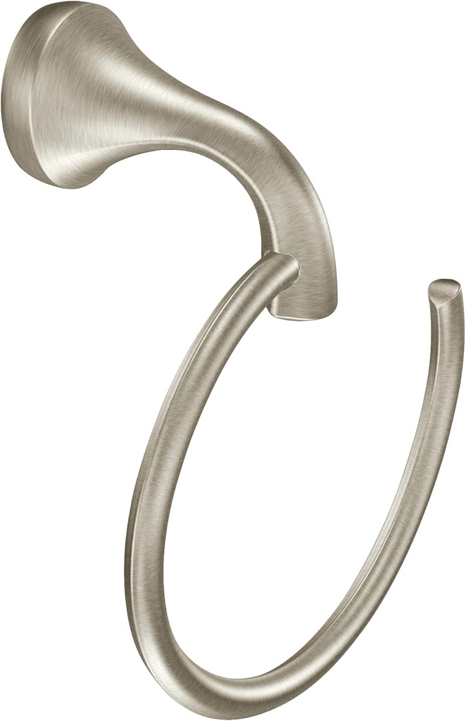 Moen Eva Brushed Nickel Single Post Open Hand Towel Ring, Towel Holder for Bathroom, YB2886BN