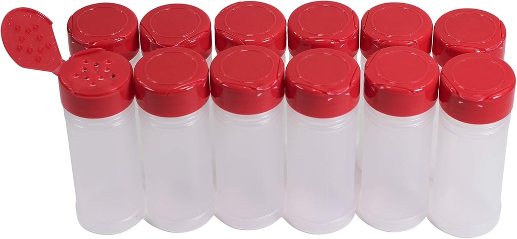 Pinnacle Mercantile Round 4oz. Spice Jars w/ Sifter Lids (12-Pack) Clear, Empty, Reusable Containers for Herbs, Seasonings, Confectionary Toppings | Heavy-Duty Plastic